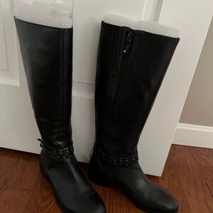 Talbots black leather tall boots